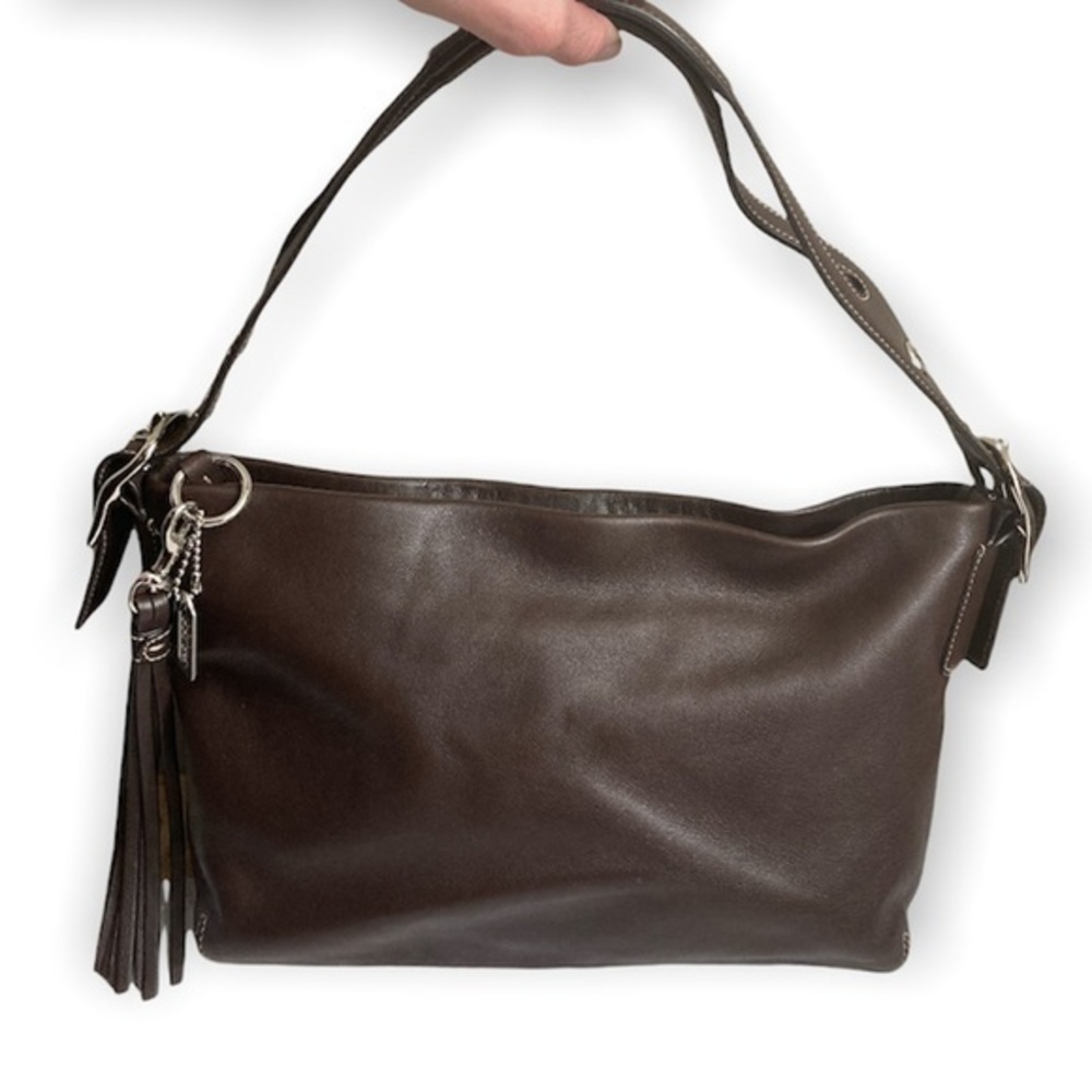 Coach brown leather zippered bag east west legacy  1417
